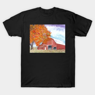 Autumn Skies over Red Barn T-Shirt